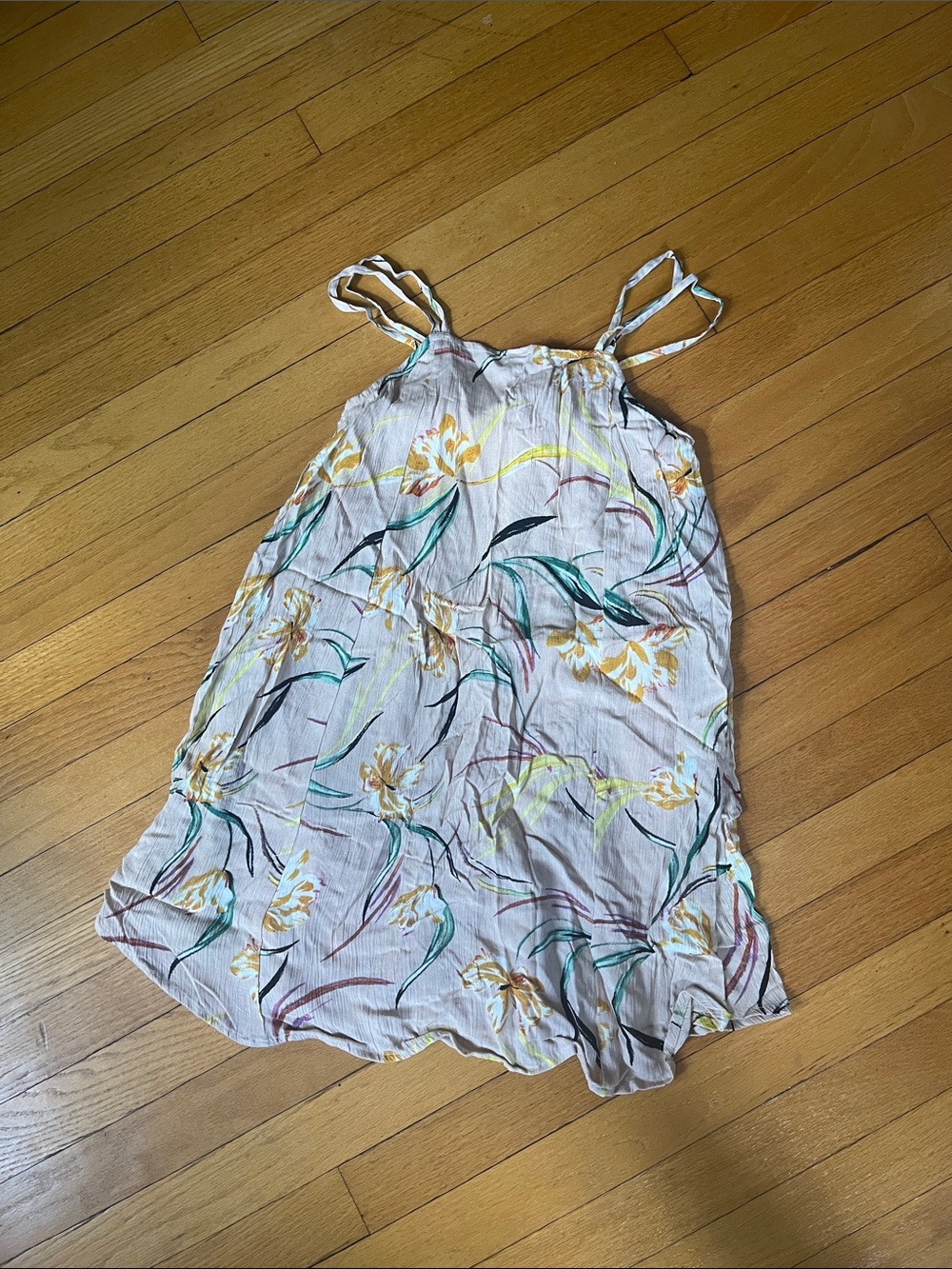 O'Neill Cream Floral Spaghetti-Strap Kids Dress